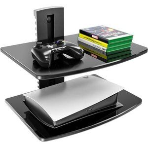 2 Tiers Floating Shelves for Wall Under TV DVD Shelf Wall Mount Shelves